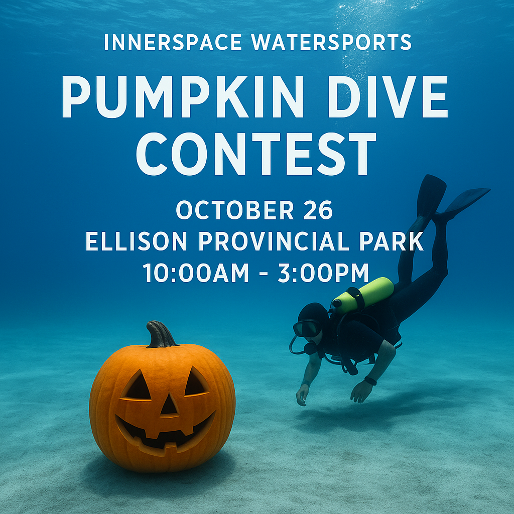 diver approaching pumpkin in diving contest