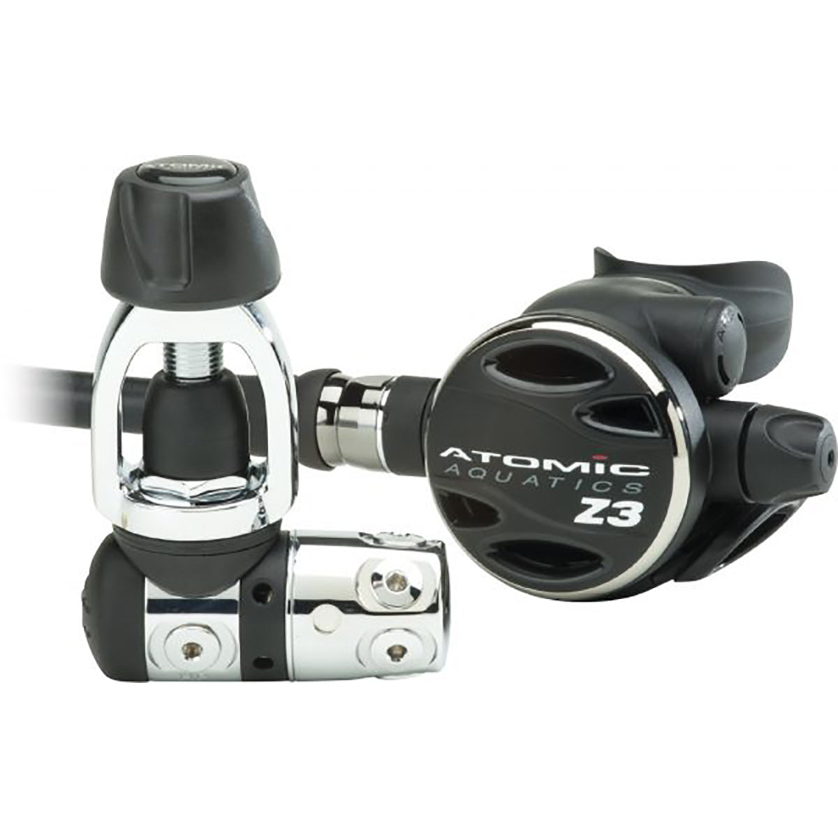 Atomic Aquatics Z3 scuba diving regulator on a white background
