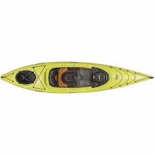black and yellow kayak top view