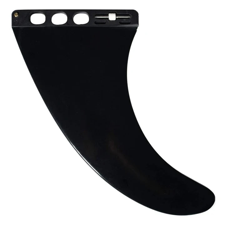 Black surfboard fin on a white background