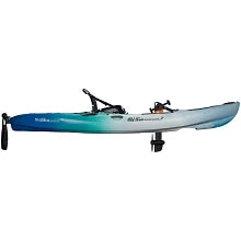 blue and white kayak
