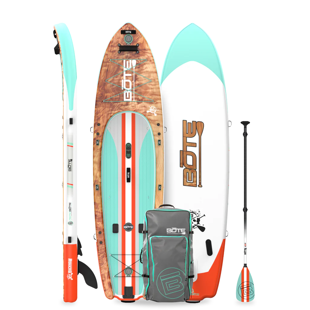 Bote inflatable paddle board with accessories on a white background