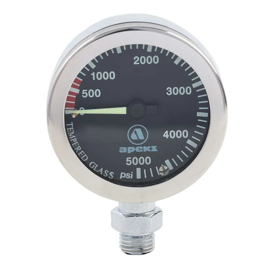 Pressure gauge with a white background