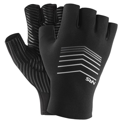 Black gloves with a logo on a white background