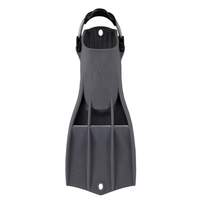 A single dark gray scuba diving fin with a black ankle strap, shown against a plain white background.