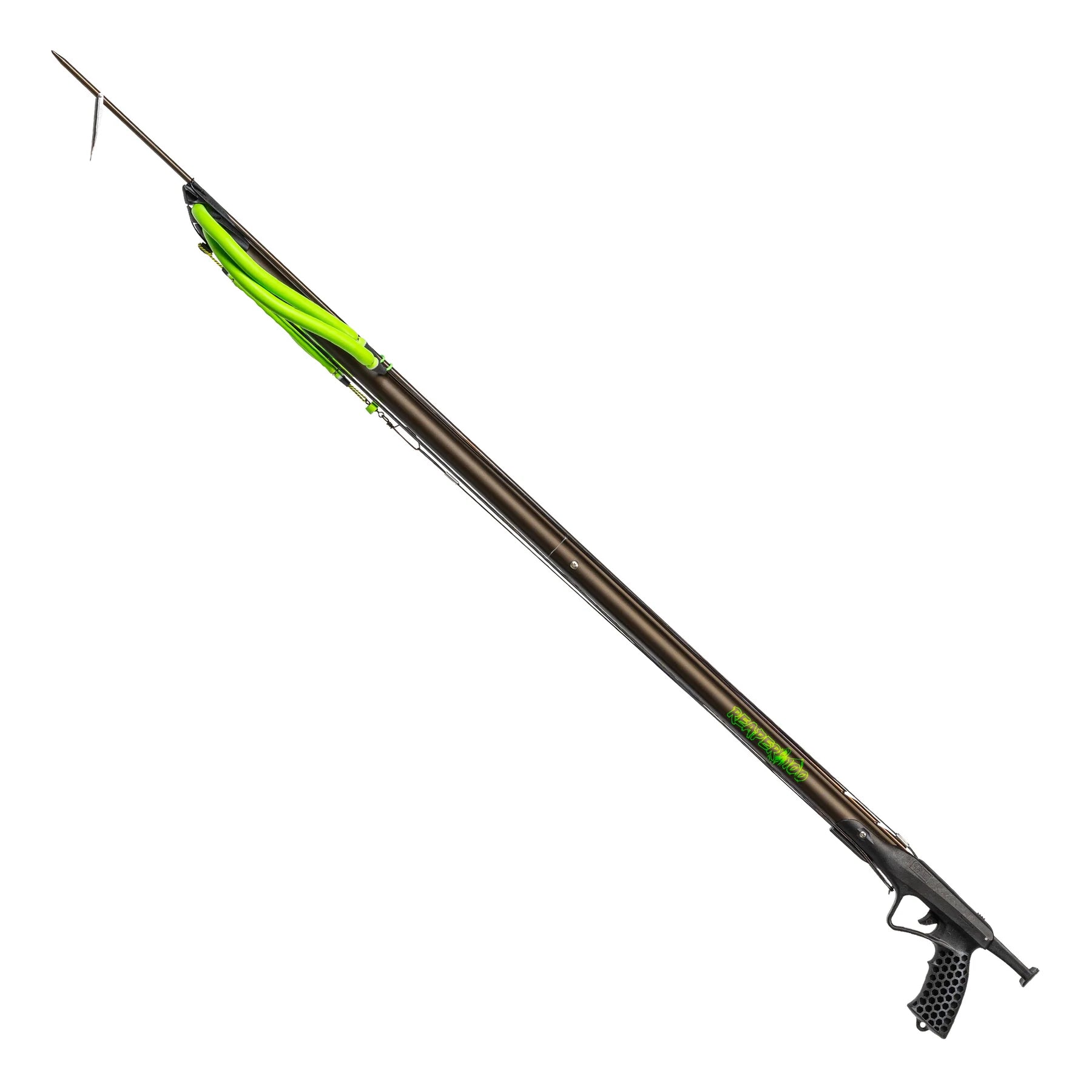Longbow with a green nock on a white background