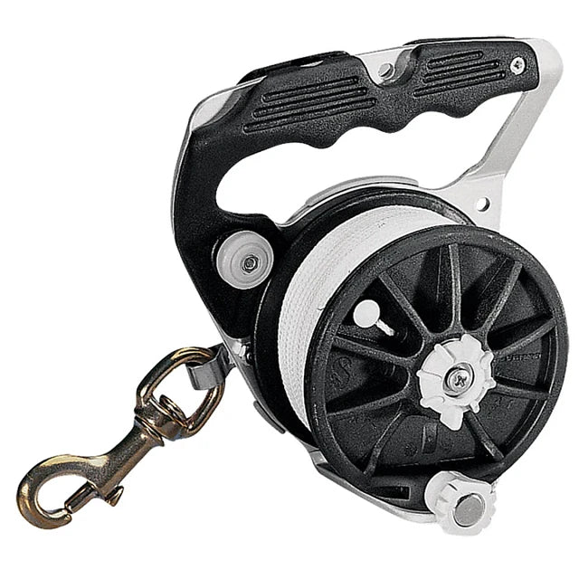 black aluminum dive reel