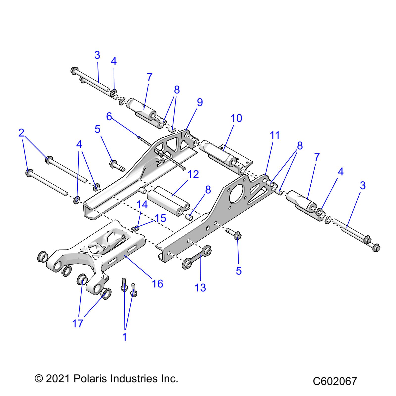 Technical diagram of a mechanical assembly with numbered parts on a white background