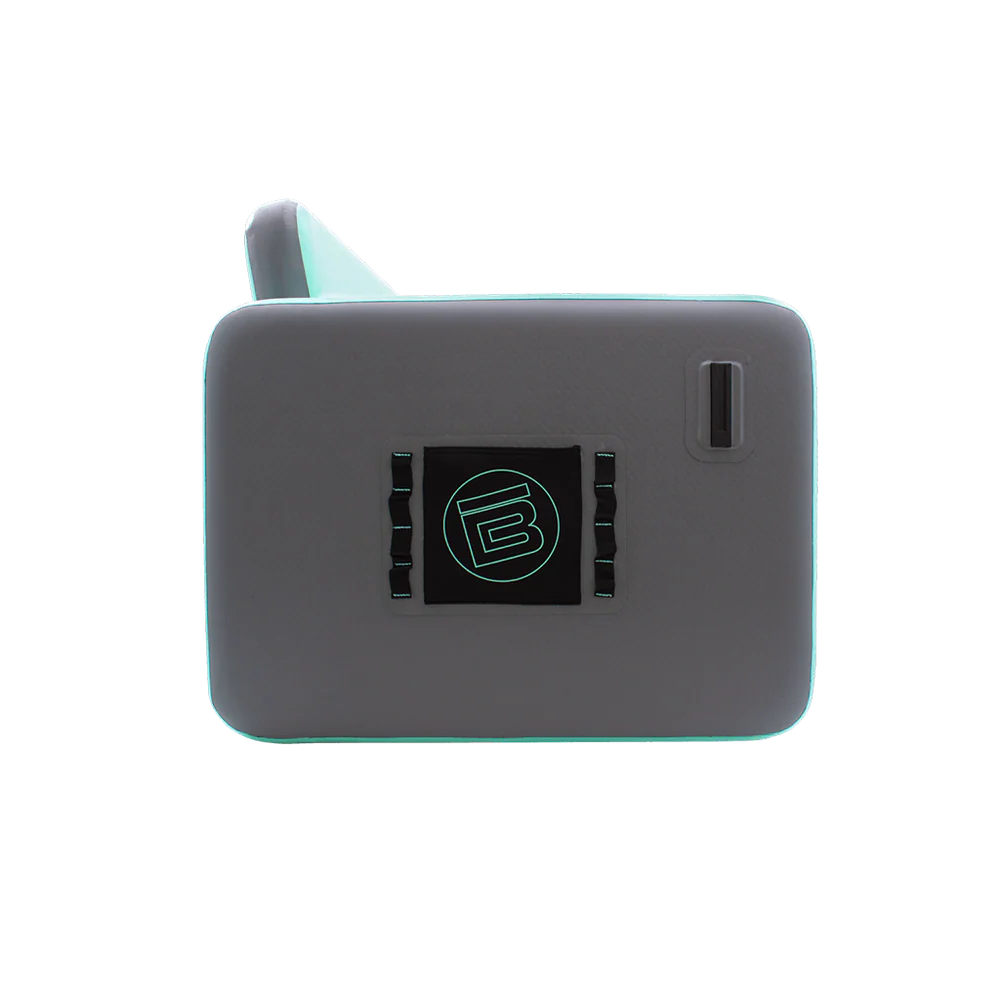 Gray electronic device with a logo on a white background
