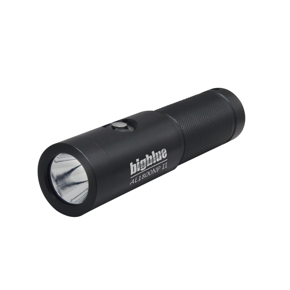 Black flashlight with 'bigblue' branding on a white background