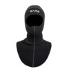 Black wetsuit hood on a mannequin with 'BARE' branding on a white background