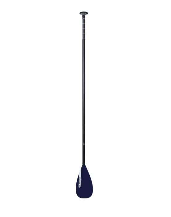 Paddle with blue blade and black shaft on a white background