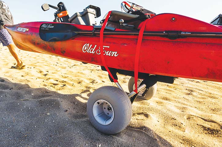 canoe on dolly at beach