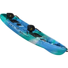 blue and green kayak
