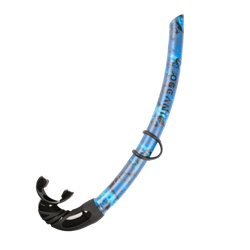 Blue and black snorkel on a white background
