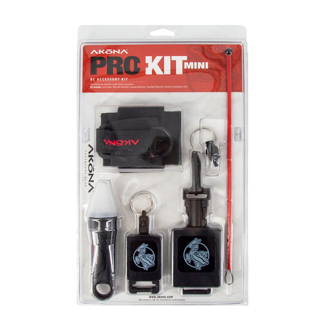 Akona Pro Kit Mini packaging with various accessories on a white background