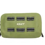 Green Riley pouch with multiple straps on a white background