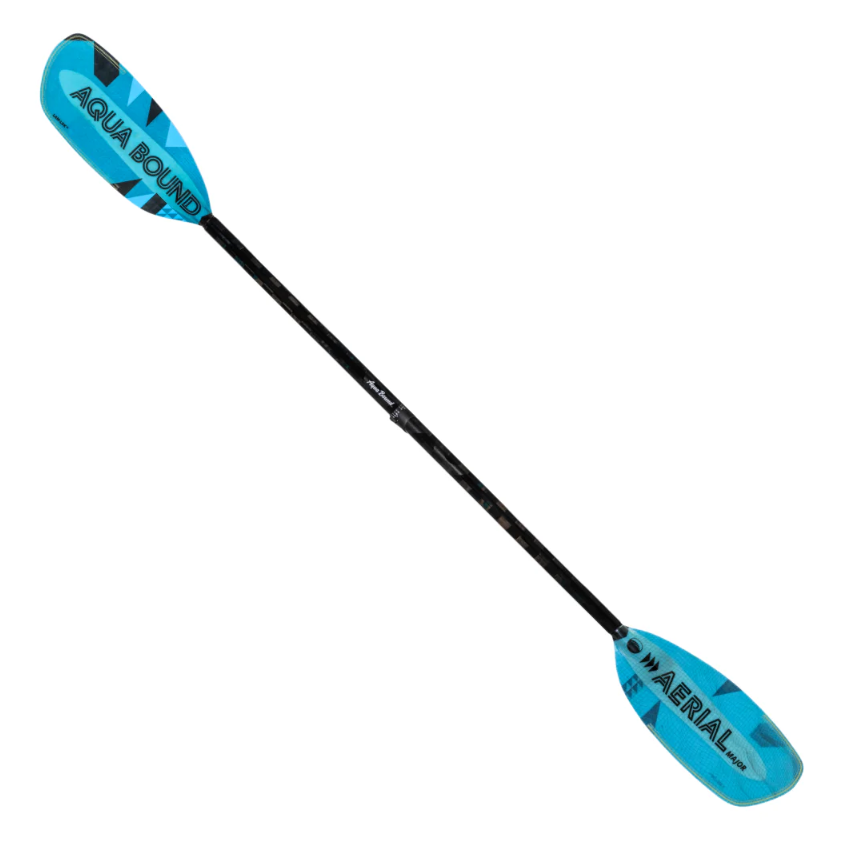 Blue and black paddle with 'Aqua Bound' branding on a white background