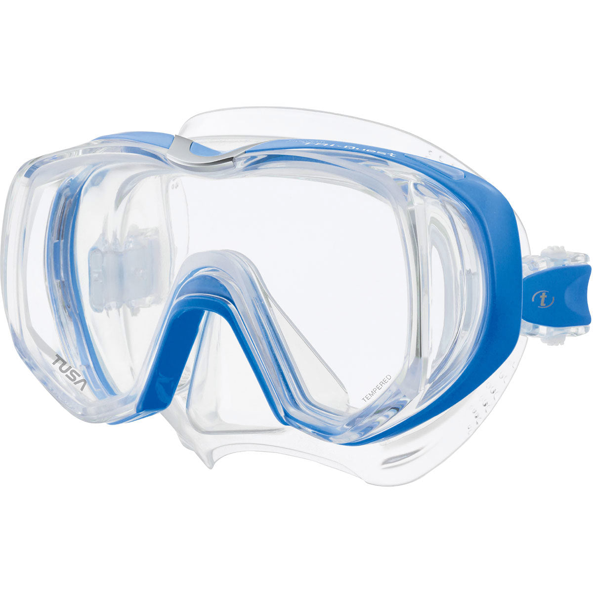 clear and blue goggles