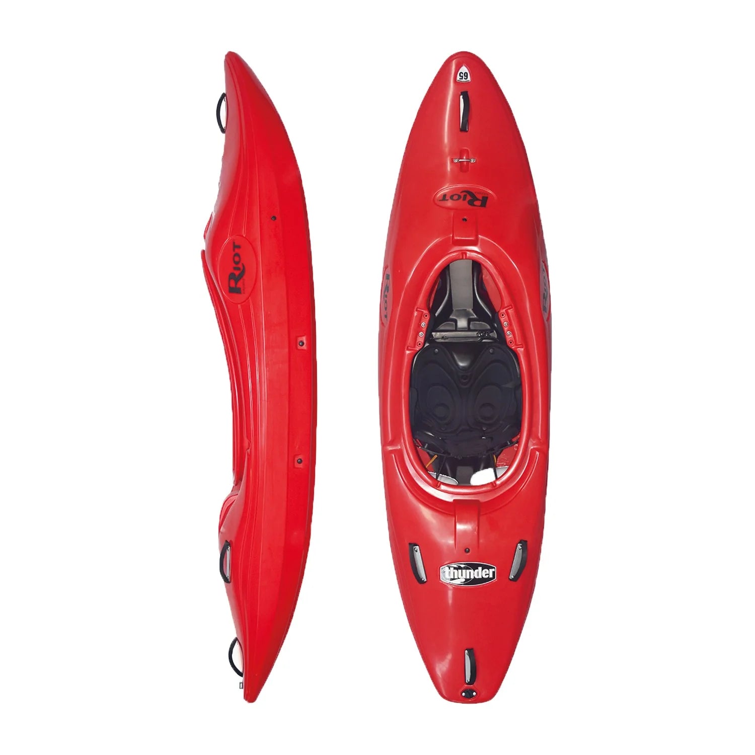 Red kayak on a white background