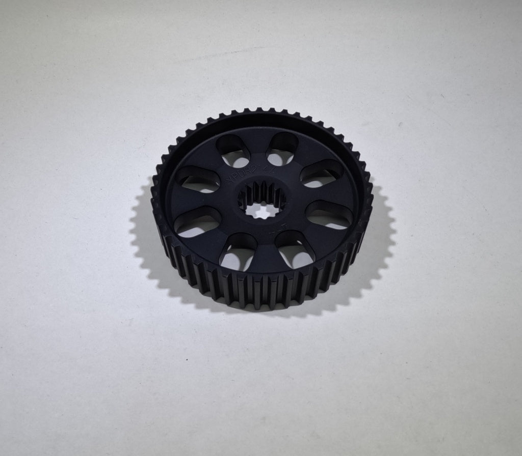 Black gear on a white background