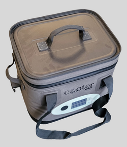 Gray cooler bag with 'Croter' branding on a light gray background
