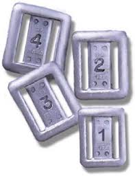 Set of four square number tiles with numbers 4, 2, 5, and 1 on a white background