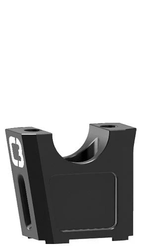 Black metal bracket with a logo on a white background