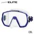 Blue safety goggles with a brand logo on a white background