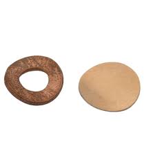 Two rubber washers, one round and one flat, on a white background