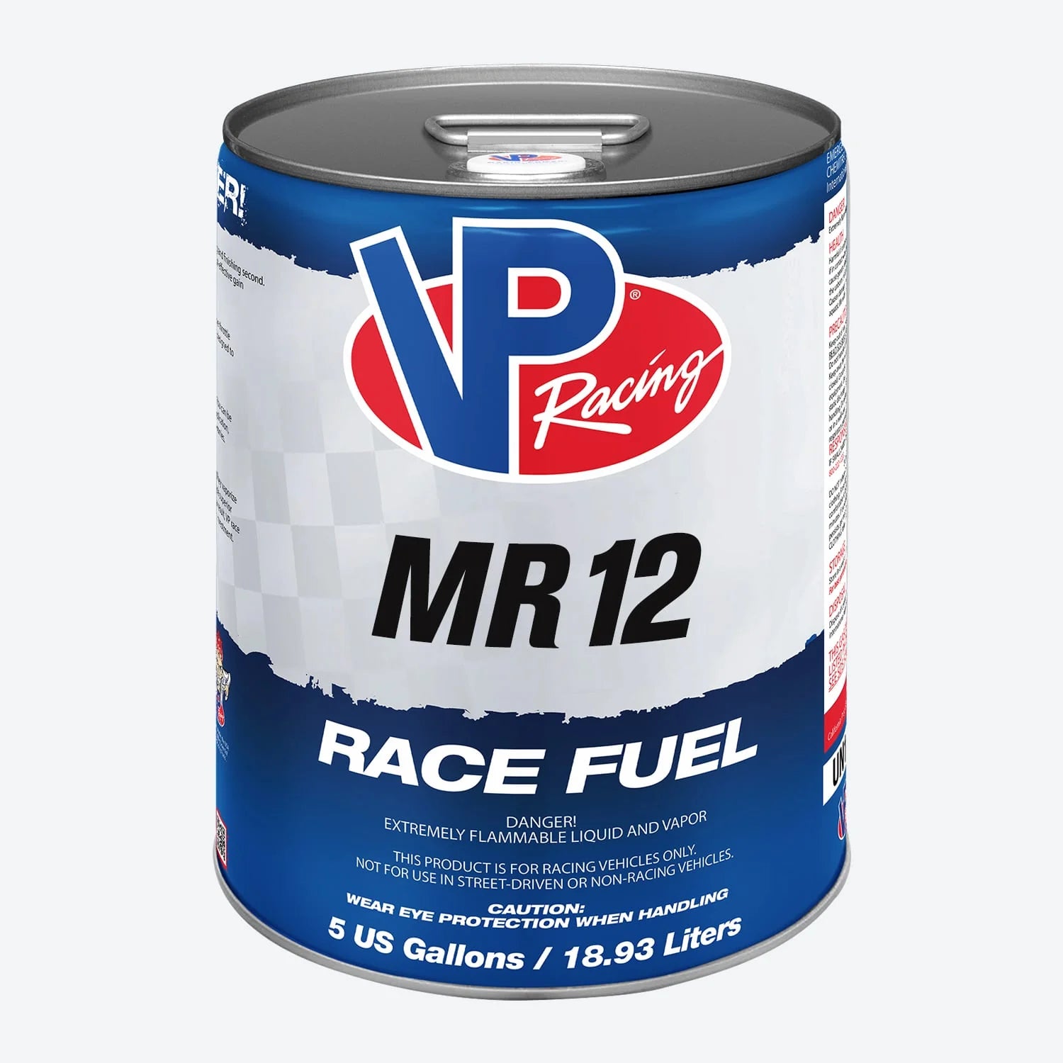 VP Racing MR12 race fuel canister on a white background