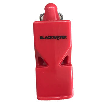 Red whistle with 'Blackwater' branding on a white background