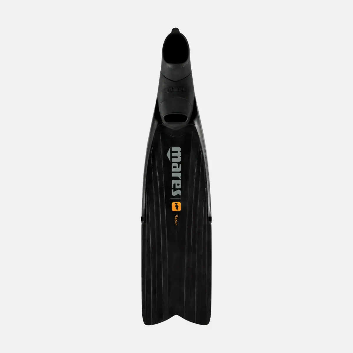 Black diving fin with 'Mares' branding on a white background