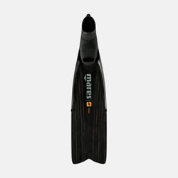 Black diving fin with 'Mares' branding on a white background