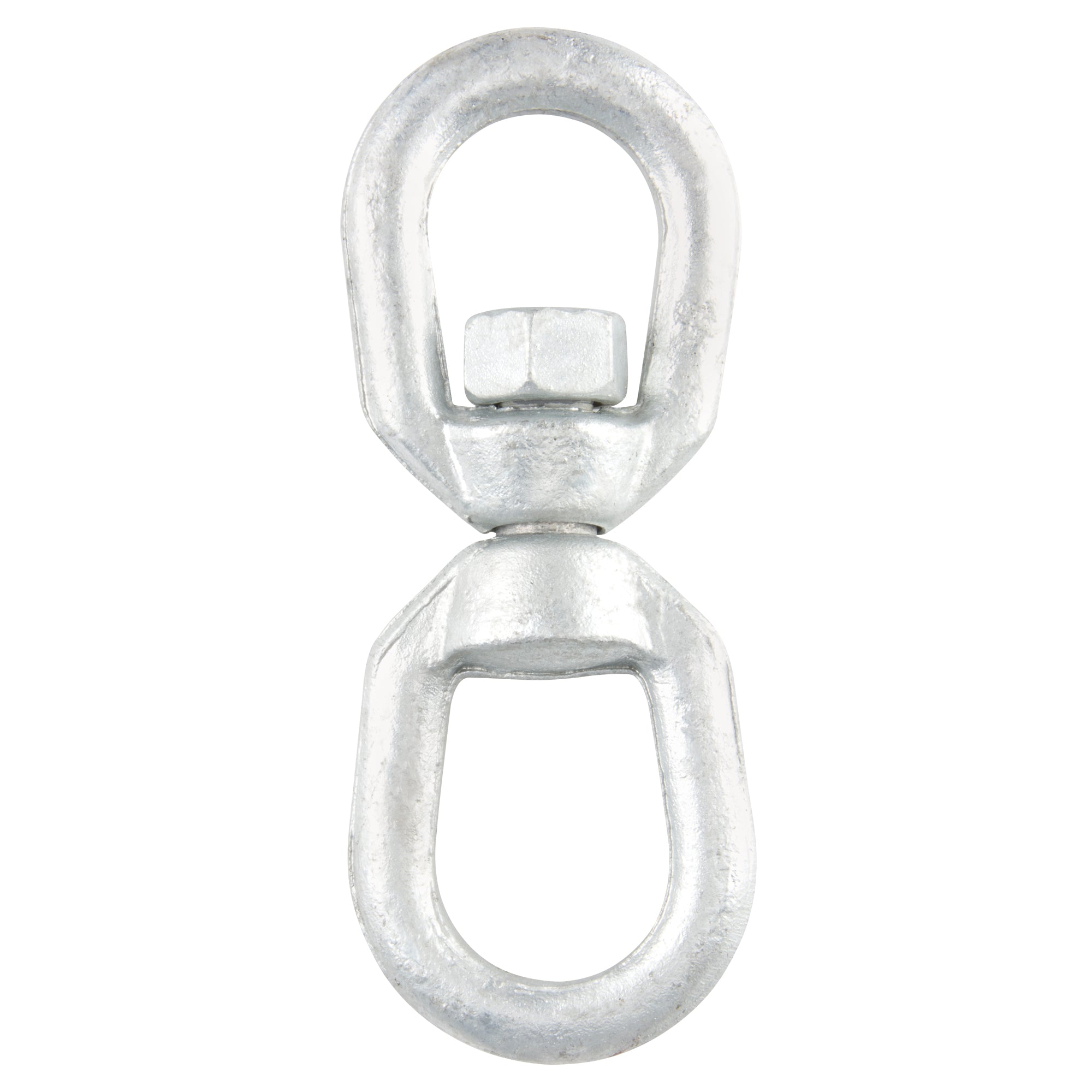 Metal swivel eye bolt on a white background